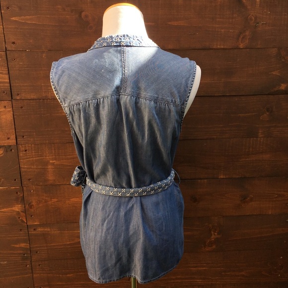 Anthropologie Holding Horses Chambray Wrap Top - Picture 3 of 5